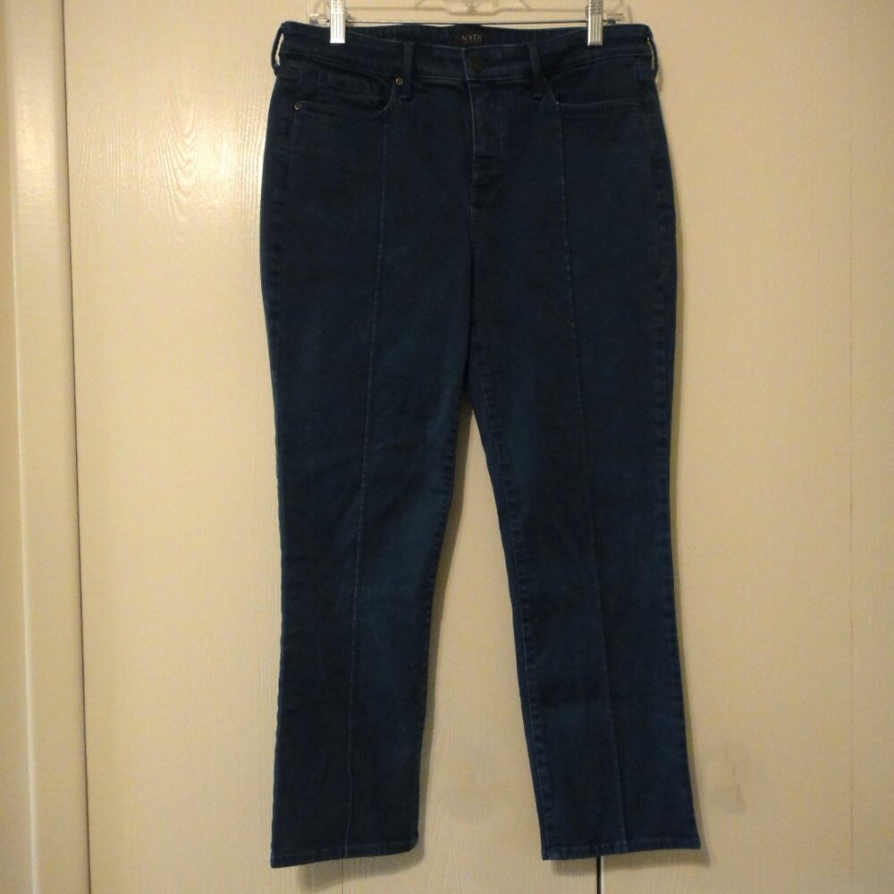 NYDJ Jeans Womens Sheri Slim Teal Blue Stretch Lift Tuck Sz 10  32x25.5
